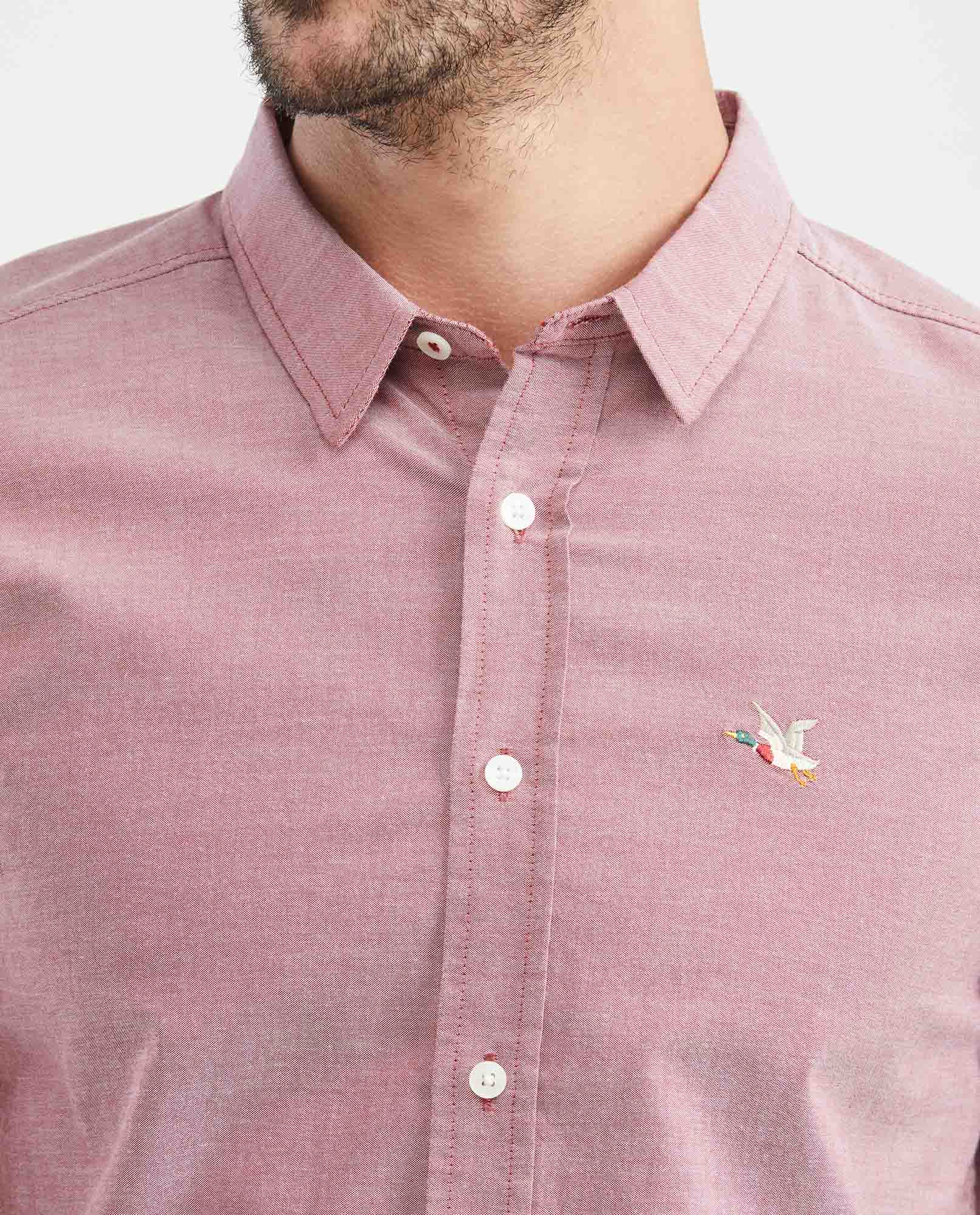 Men's Slim Fit Long Sleeve Duck Embroidery Shirt in Cotton 619E027 - 3