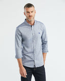 SLIM FIT TEXTURE FABRIC COTTON SHIRT IN BLUE