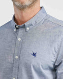 SLIM FIT TEXTURE FABRIC COTTON SHIRT IN BLUE