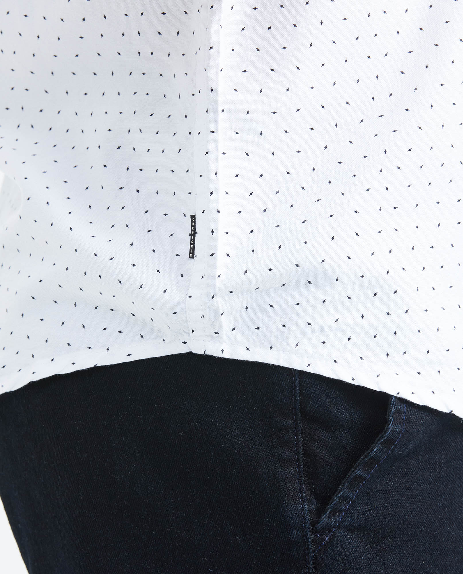 Men's Slim Fit Short Sleeve Shirt Mini Print Cotton-Lyocell Blend  - 6