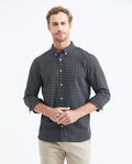 Slim Fit Long Sleeve Plaid Shirt for Men - Black 619F014 - 1