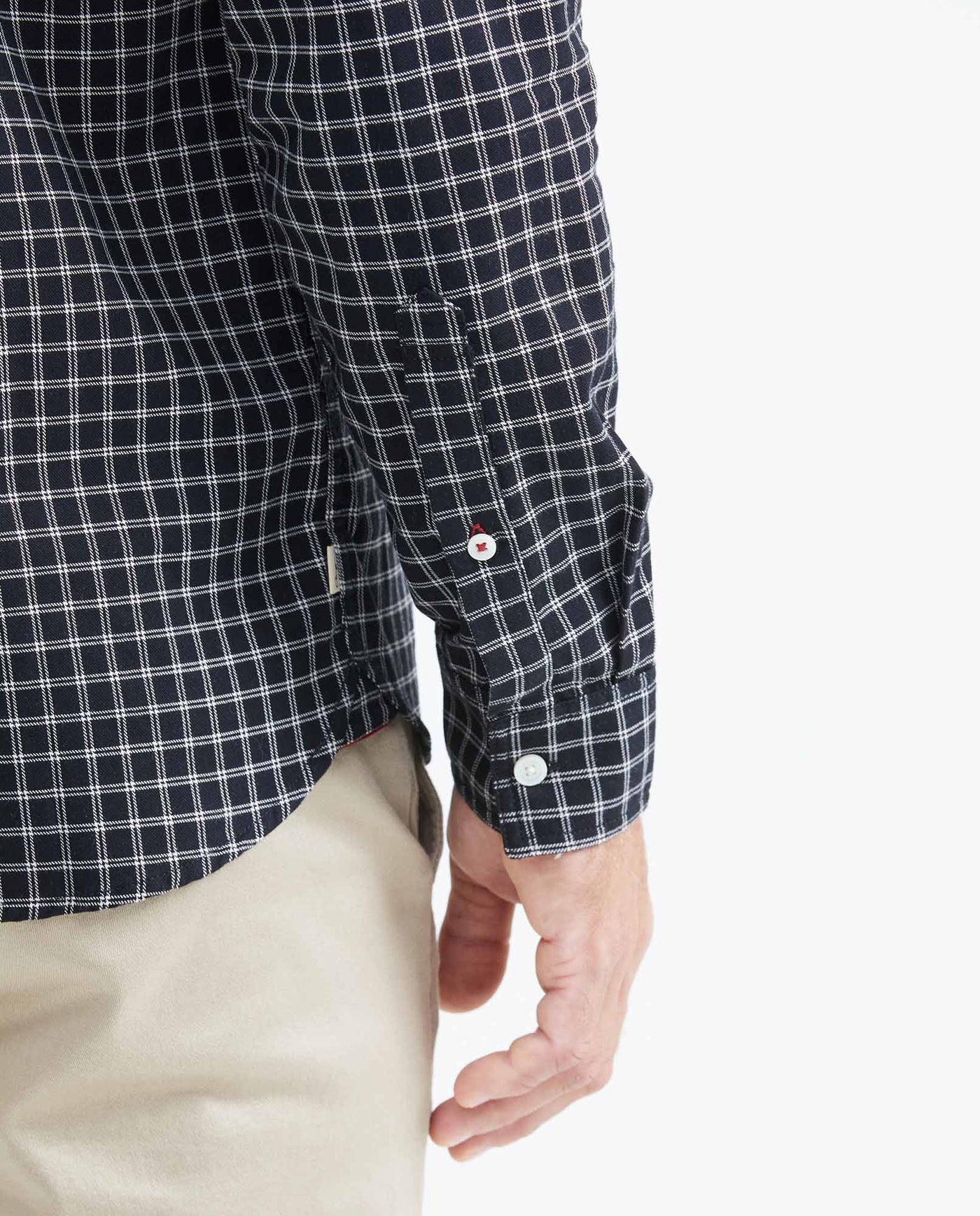 Slim Fit Long Sleeve Plaid Shirt for Men - Black 619F014 - 6