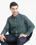 Slim Fit Long Sleeve Plaid Shirt for Men - Green 619F014 - 2