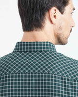 Slim Fit Long Sleeve Plaid Shirt for Men - Green 619F014 - 5