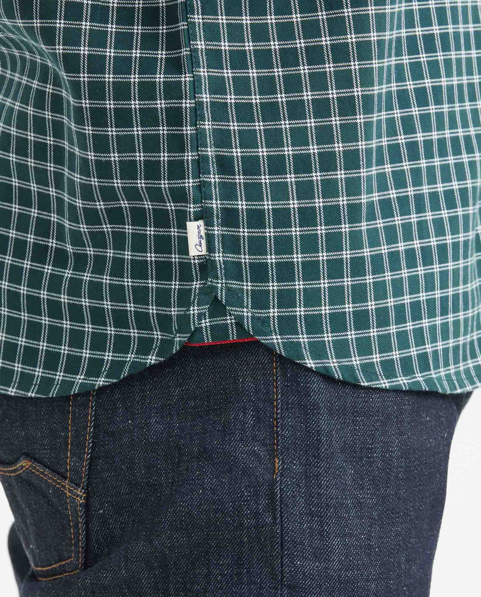 Slim Fit Long Sleeve Plaid Shirt for Men - Green 619F014 - 6