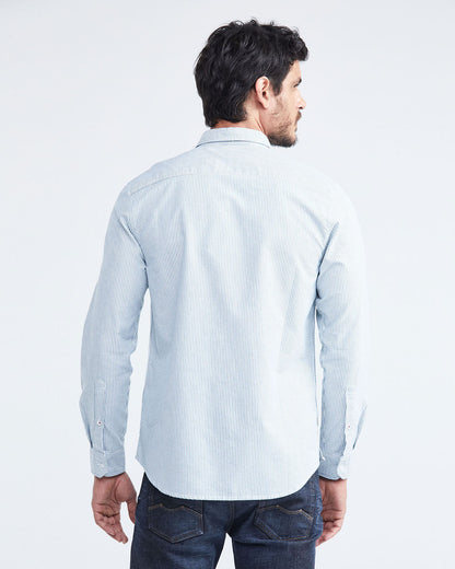CLASSIC FIT COTTON SHIRT MIL STRIPES IN BLUE