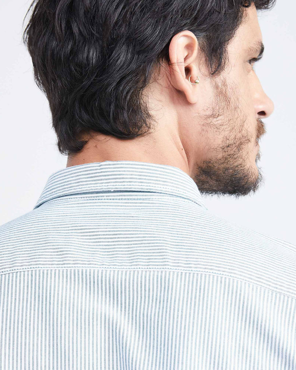 CLASSIC FIT COTTON SHIRT MIL STRIPES IN BLUE