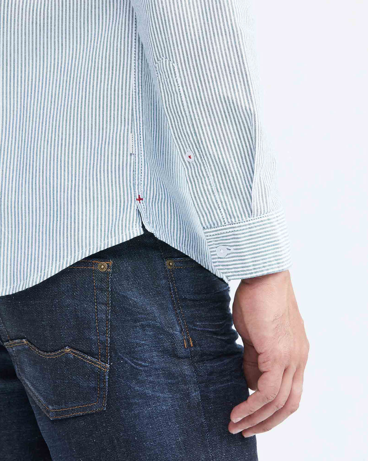 CLASSIC FIT COTTON SHIRT MIL STRIPES IN BLUE