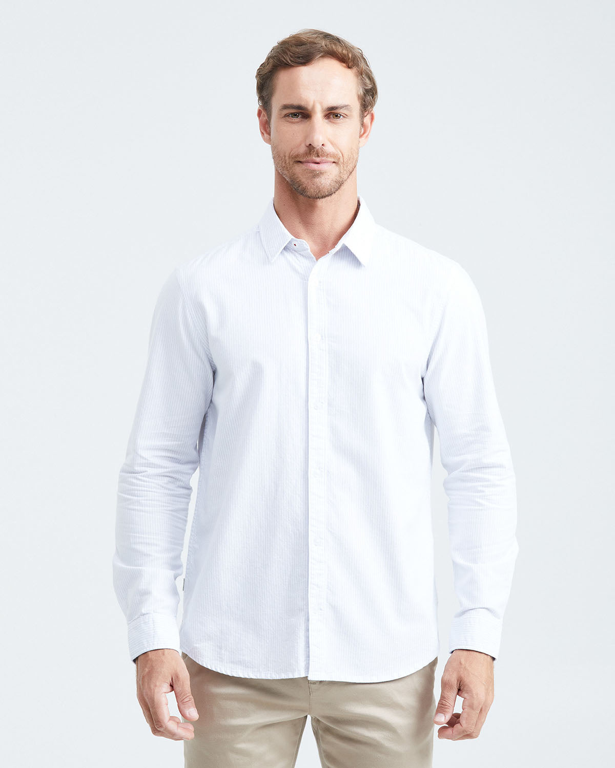 CLASSIC FIT COTTON SHIRT MIL STRIPES IN WHITE