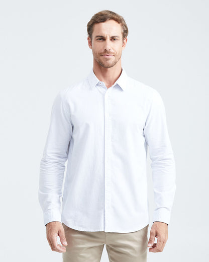 CLASSIC FIT COTTON SHIRT MIL STRIPES IN WHITE