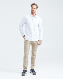 CLASSIC FIT COTTON SHIRT MIL STRIPES IN WHITE