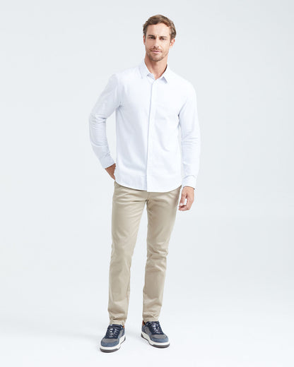 CLASSIC FIT COTTON SHIRT MIL STRIPES IN WHITE