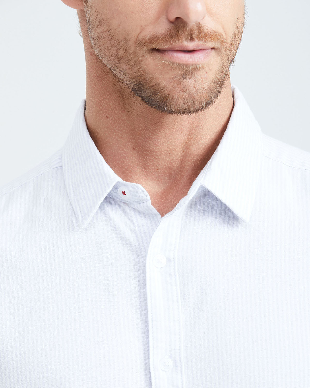 CLASSIC FIT COTTON SHIRT MIL STRIPES IN WHITE