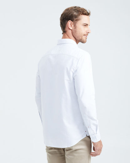 CLASSIC FIT COTTON SHIRT MIL STRIPES IN WHITE