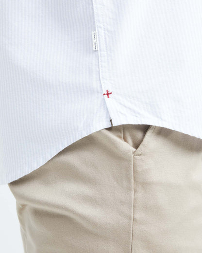 CLASSIC FIT COTTON SHIRT MIL STRIPES IN WHITE