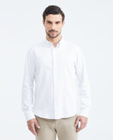 Men's Slim Fit Long Sleeve Dobby Shirt Red Internal Collar in Cotton - 1