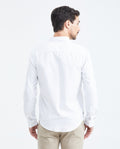 Men's Slim Fit Long Sleeve Dobby Shirt Red Internal Collar in Cotton - 4