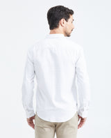 Men's Slim Fit Long Sleeve Dobby Shirt Red Internal Collar in Cotton - 4