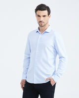 Slim Fit Long Sleeve Cotton Shirt with Stripe Effect for Men - Blue 619F025 - 1