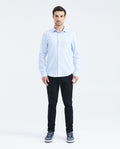 Slim Fit Long Sleeve Cotton Shirt with Stripe Effect for Men - Blue 619F025 - 2