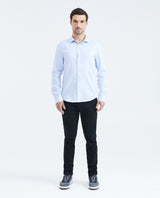 Slim Fit Long Sleeve Cotton Shirt with Stripe Effect for Men - Blue 619F025 - 2