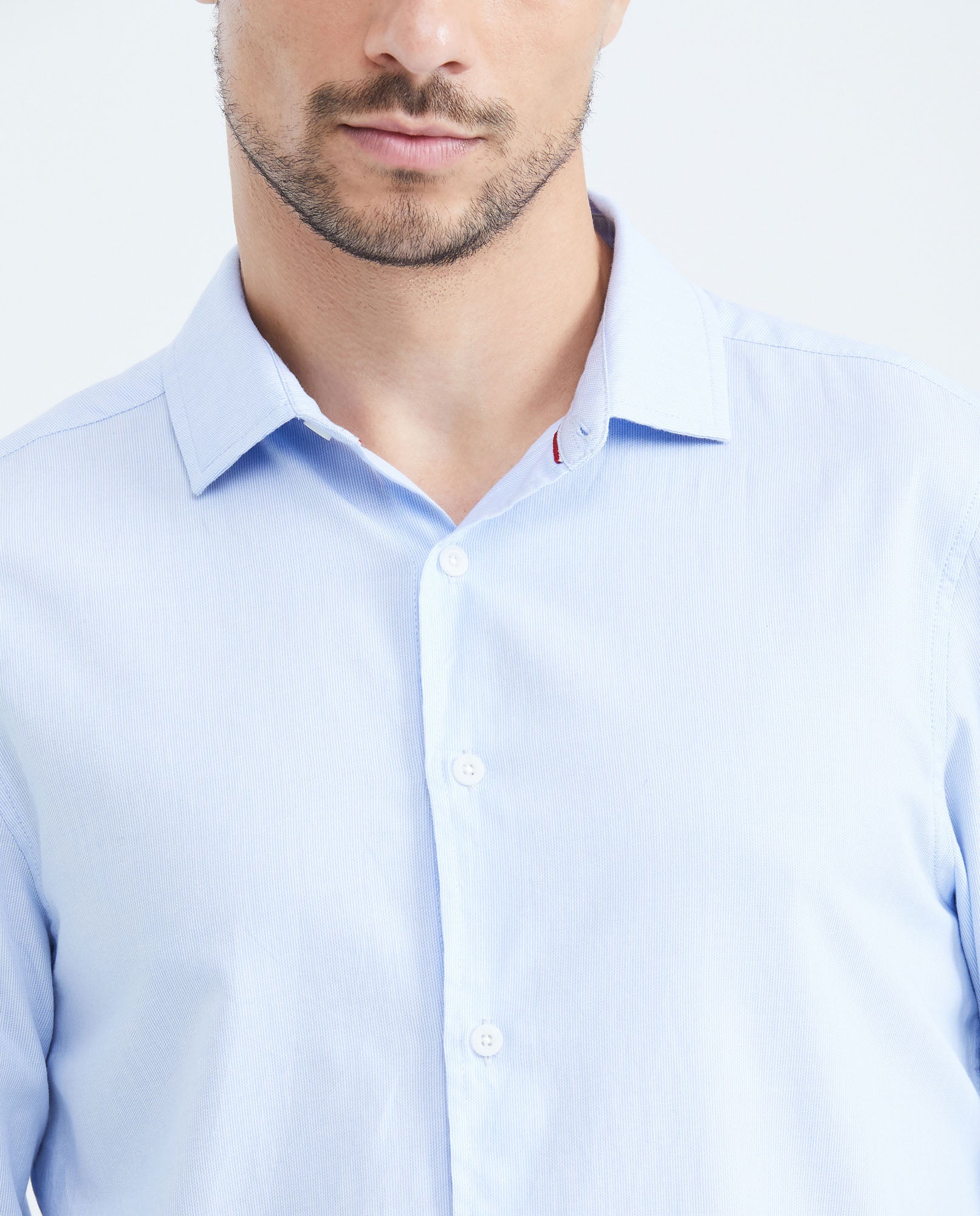 Slim Fit Long Sleeve Cotton Shirt with Stripe Effect for Men - Blue 619F025 - 3