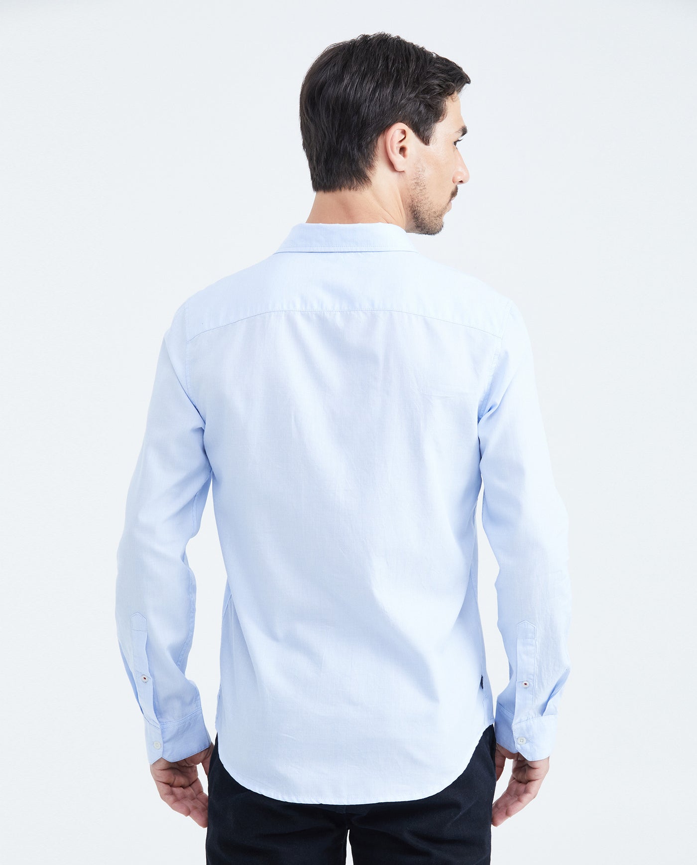 Slim Fit Long Sleeve Cotton Shirt with Stripe Effect for Men - Blue 619F025 - 4