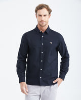 Slim Fit Long Sleeve Oxford Cotton Shirt for Men - Black 619F027 - 1