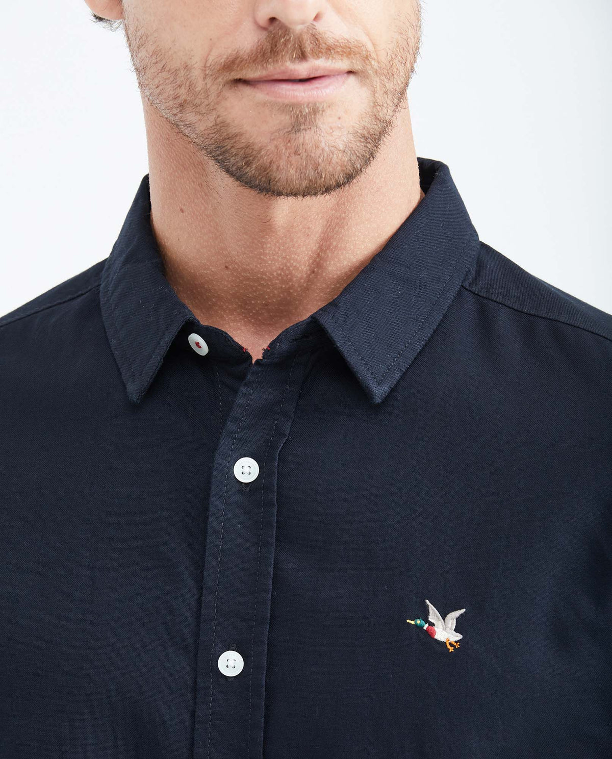 Slim Fit Long Sleeve Oxford Cotton Shirt for Men - Black 619F027 - 3