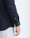 Slim Fit Long Sleeve Oxford Cotton Shirt for Men - Black 619F027 - 5