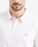Slim Fit Long Sleeve Oxford Cotton Shirt for Men - Pink 619F027 - 3