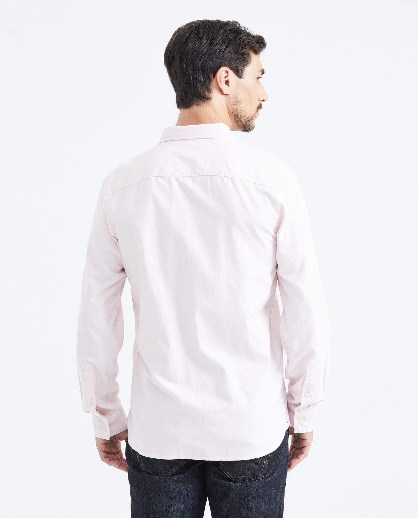 Slim Fit Long Sleeve Oxford Cotton Shirt for Men - Pink 619F027 - 4