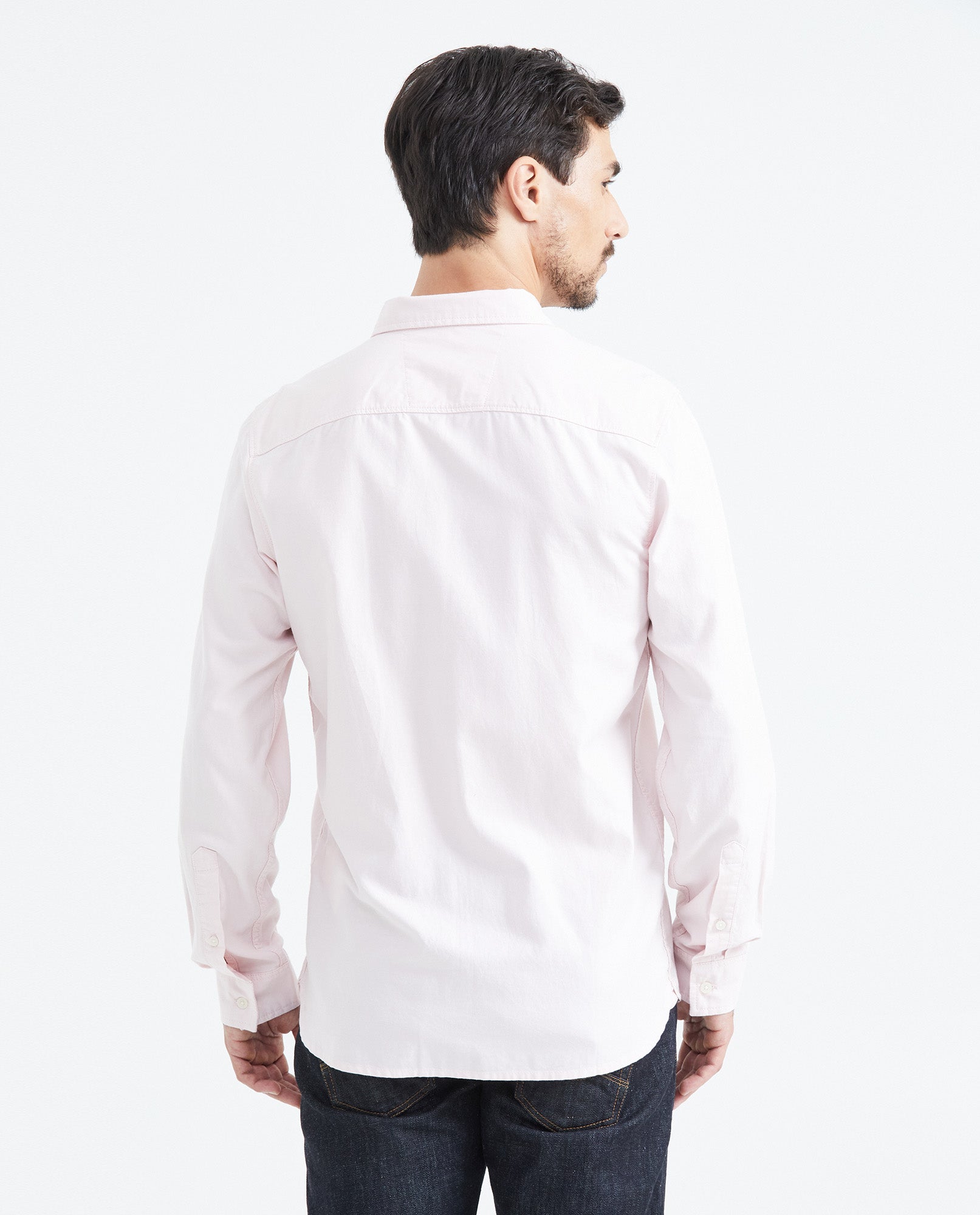 Slim Fit Long Sleeve Oxford Cotton Shirt for Men - Pink 619F027 - 4