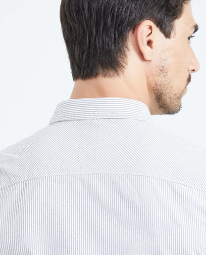 Men's Long Sleeve Slim Fit Shirt with Striped Print - Gray - 5