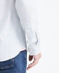 Men's Slim Fit Long Sleeve Striped Shirt Red Collar Side Details in Cotton-Polyester Blend 619F031 - 6