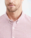 Men's Slim Fit Long Sleeve Striped Shirt Red Collar Side Details in Cotton-Polyester Blend 619F031 - 3