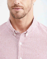 Men's Slim Fit Long Sleeve Striped Shirt Red Collar Side Details in Cotton-Polyester Blend 619F031 - 3