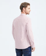 Men's Slim Fit Long Sleeve Striped Shirt Red Collar Side Details in Cotton-Polyester Blend 619F031 - 4