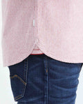 Men's Slim Fit Long Sleeve Striped Shirt Red Collar Side Details in Cotton-Polyester Blend 619F031 - 6