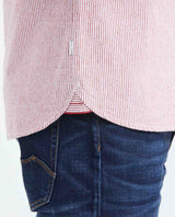 Men's Slim Fit Long Sleeve Striped Shirt Red Collar Side Details in Cotton-Polyester Blend 619F031 - 6
