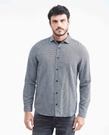 Men's Short Sleeve Classic Fit Shirt with Mini Print - Black 619F038 - 1