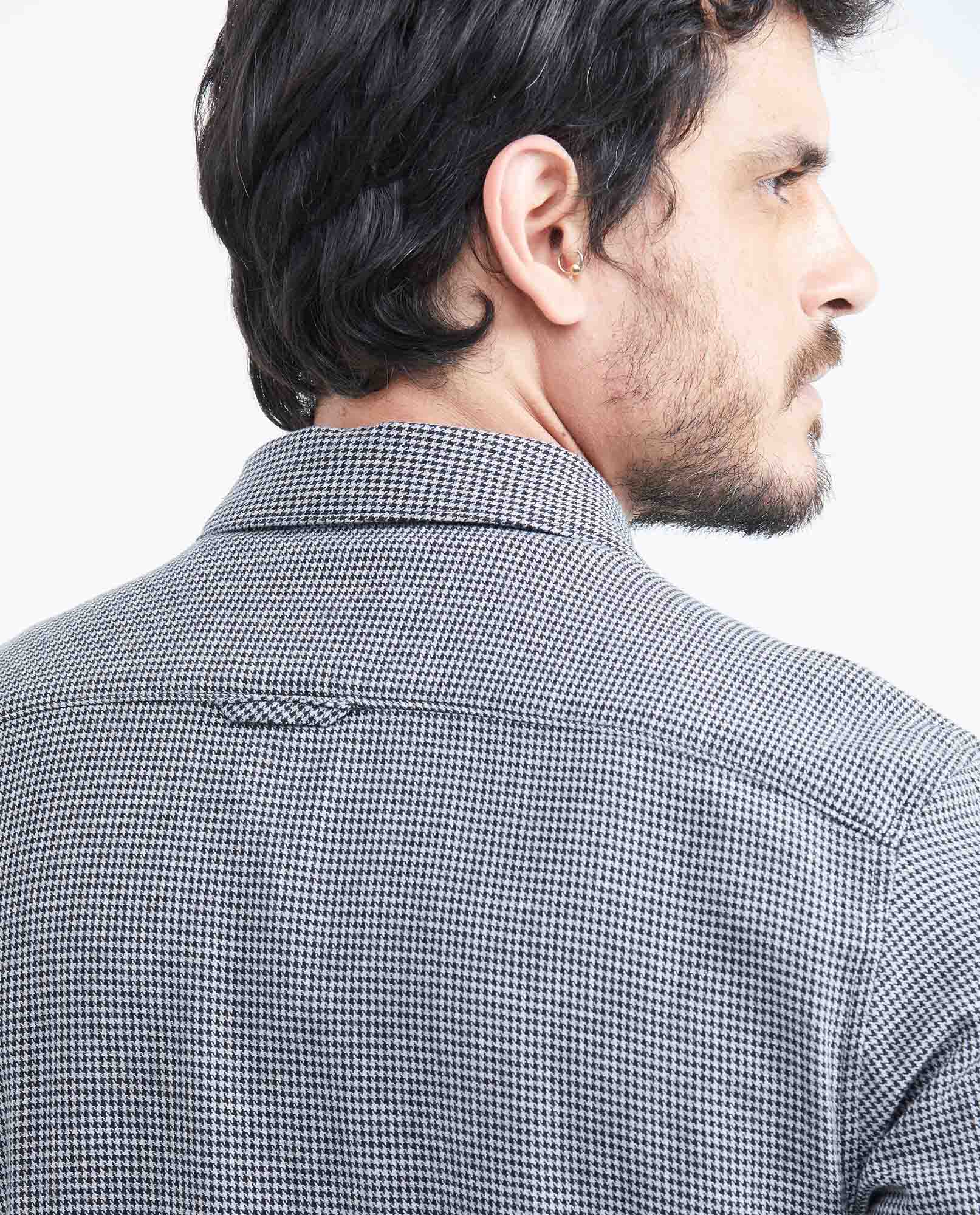 Men's Short Sleeve Classic Fit Shirt with Mini Print - Black 619F038 - 5