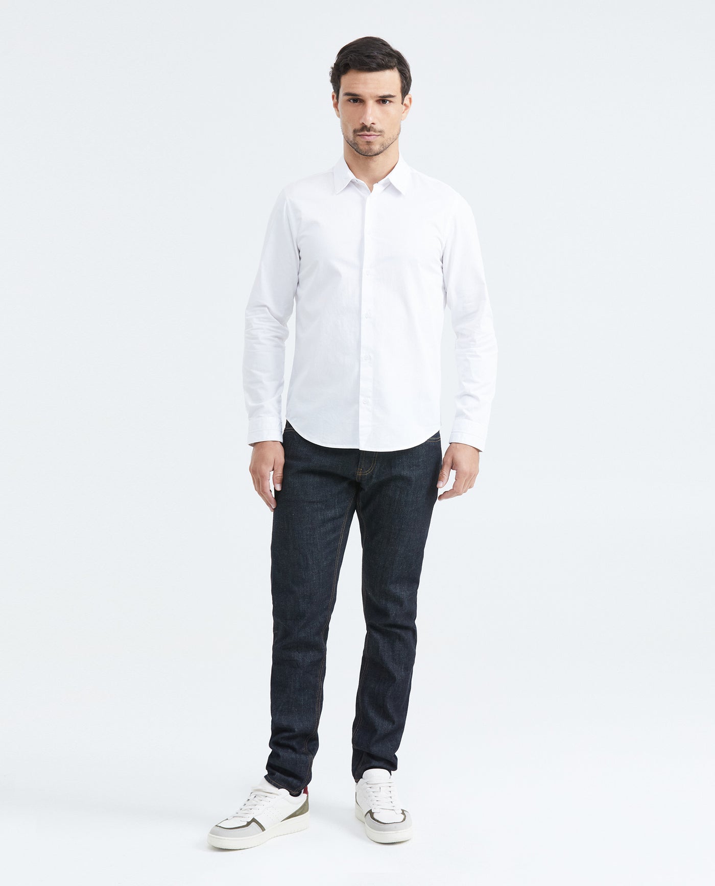 Slim Fit Long Sleeve Cotton Shirt for Men - White 619F040 - 2