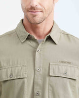 Men's Classic Fit Short Sleeve Dyed Shirt Pocket Embroidery Red Band in Cotton - 3