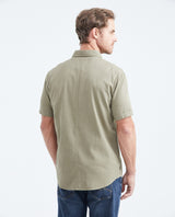 Men's Classic Fit Short Sleeve Dyed Shirt Pocket Embroidery Red Band in Cotton - 5