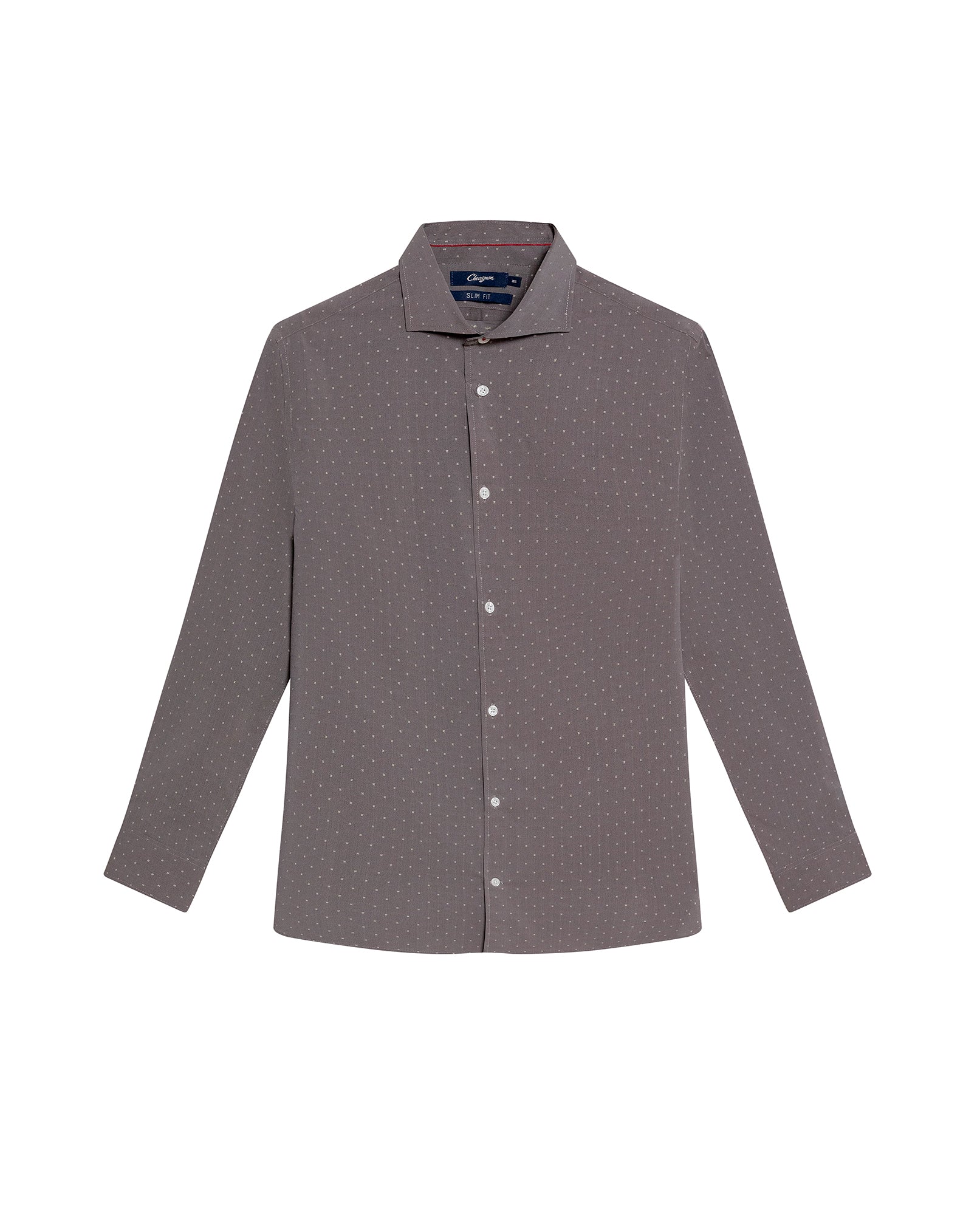 Men's Long Sleeve Slim Fit Mini-Print Dobby Shirt in Cotton-CoolMax Blend, Sailor - 3