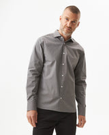 Men's Long Sleeve Slim Fit Mini-Print Dobby Shirt in Cotton-CoolMax Blend, Sailor - 1