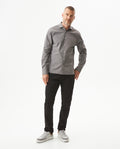 Men's Long Sleeve Slim Fit Mini-Print Dobby Shirt in Cotton-CoolMax Blend, Sailor - 2