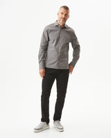 Men's Long Sleeve Slim Fit Mini-Print Dobby Shirt in Cotton-CoolMax Blend, Sailor - 2