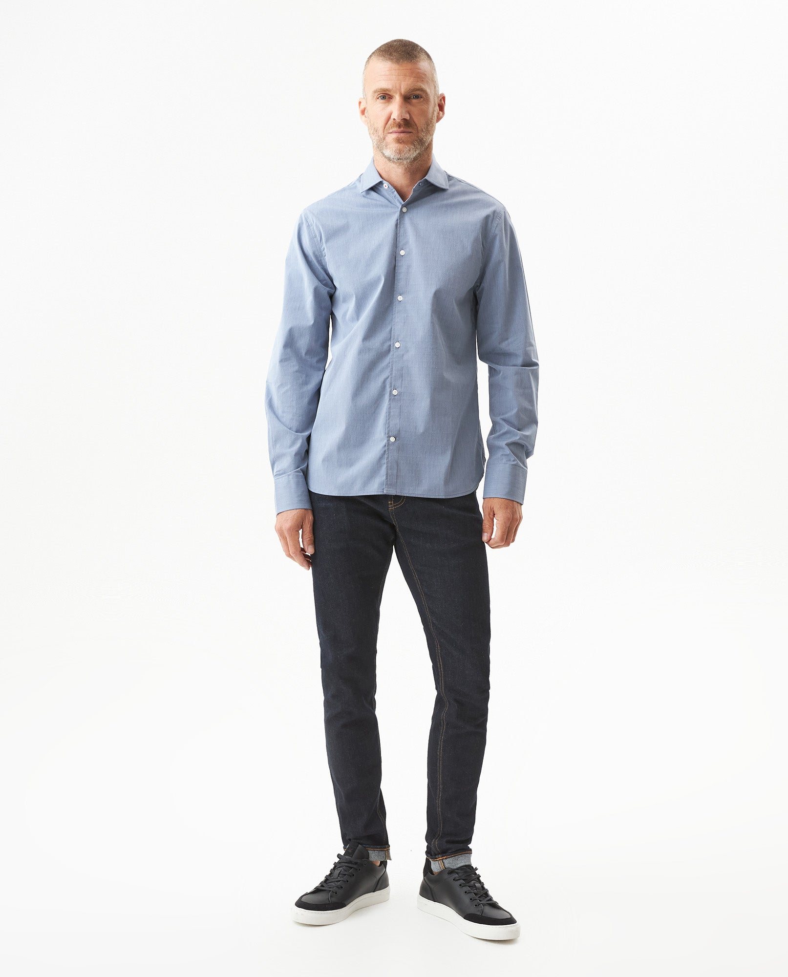 Men's Long Sleeve Dobby Shirt - Blue 619G004 - 3